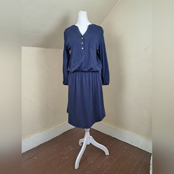 LILLY PULITZER Beckett Blouson Jersey Dress Navy Blue Size M - Picture 2 of 13